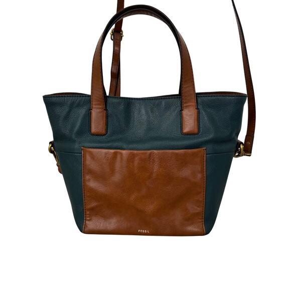 Fossil green/brown crossbody purse
